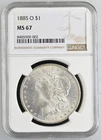 1885 O $1 Morgan Silver Dollar - NGC MS67 - Blast White Coin - Free Shipping