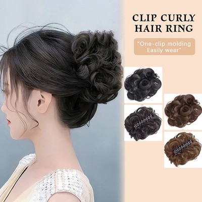 Synthetic Heat Resistant Fiber Curly Hair Bun Chignon Ponytail Claw Clip Party