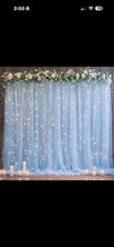 White Sheer Backdrop Curtains W/ String Lights Weddings Parties Events Decor New