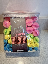 Conair Foam Hair Rollers 48 Pc Heatless Overnight Curlers Case Retro Glam Pinup