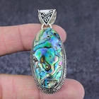 Abalone Shell Gemstone 925 Sterling Silver Gift Jewelry Pendant 2.29" Q797