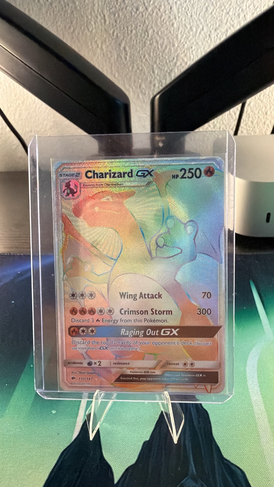 2017 Pokemon Burning Shadows Charizard GX Rainbow Secret 150/147 NM