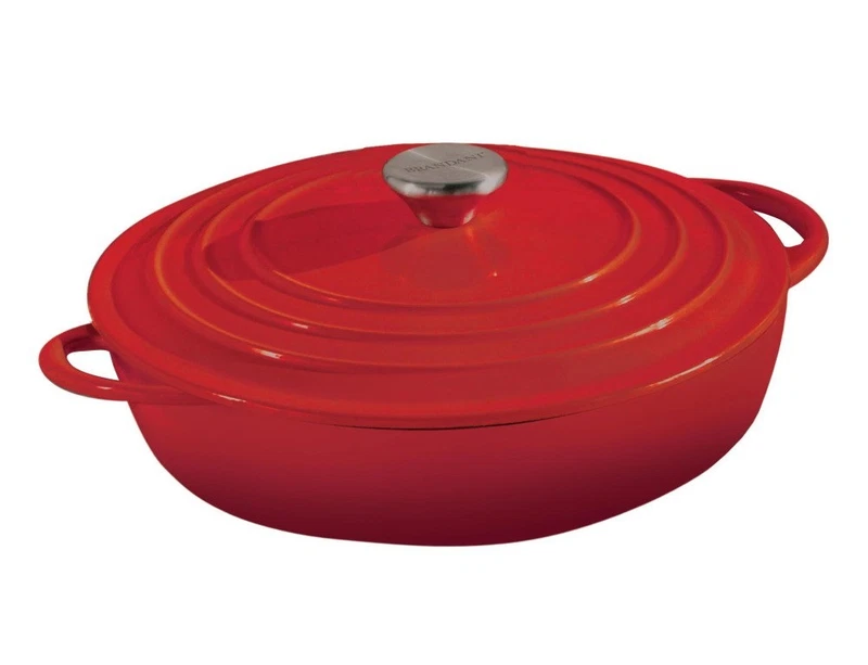 Casseruola Cocotte Bassa in Ghisa 30 cm BRANDANI con Coperchio 5 Litri INDUZIONE