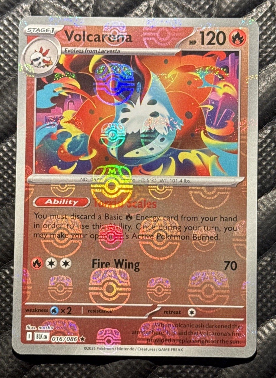 Volcarona (Master Ball Pattern) - 016/086 - Pokemon Black Bolt Rare NM-Centered 