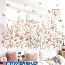 Watercolor Floral Wall Stickers Removable Waterproof Decals Home Decor 2 Sheets