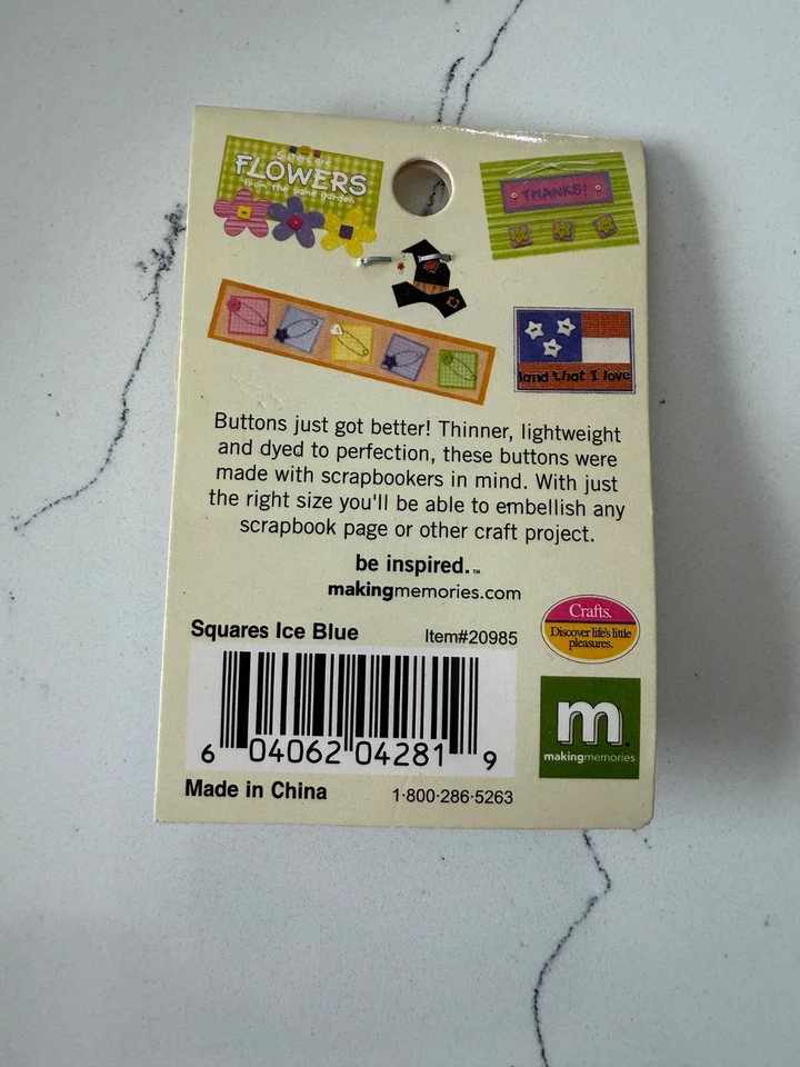 Making Memories 24 Square Ice Blue Ultra-Thin Buttons 3/8"- 3/4" Scrapbooking - Image 4 of 4