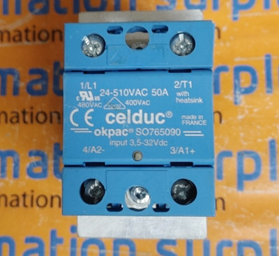 CELDUC SO765090 SOLID STATE RELAY 480VAC 50A w/ HEATSINK WOW!!