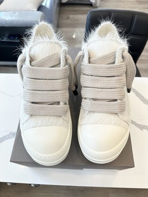 Size 9.5 - Rick Owens Concordians Jumbo Laced Low Milk Fur for