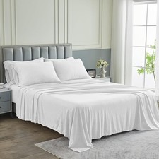 Pure Bedding Bed Sheets - King Sheet Set 6-Piece, Heather White - Hotel Luxury