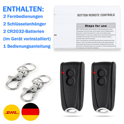 2x Handsender für Hörmann EcoStar 433Mhz Garagentor Liftronic 500 700 800