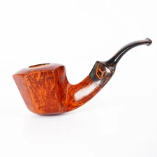 Smooth Briar Tobacco Pipe Handmade Freehand Smoking Pipe Curved Cumberland Stem
