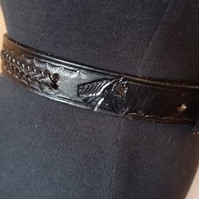Boys Black Leather Belt w Horse Heads  Braid Regular SIze Small 25  -29  waist
