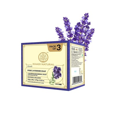 Khadi Natural Herbal Pure Lavender Bathing Bar Body Soap All Skin 125g Pack Of 3