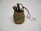 Dollhouse Miniature Artist Tall Round Basket with Wood #108