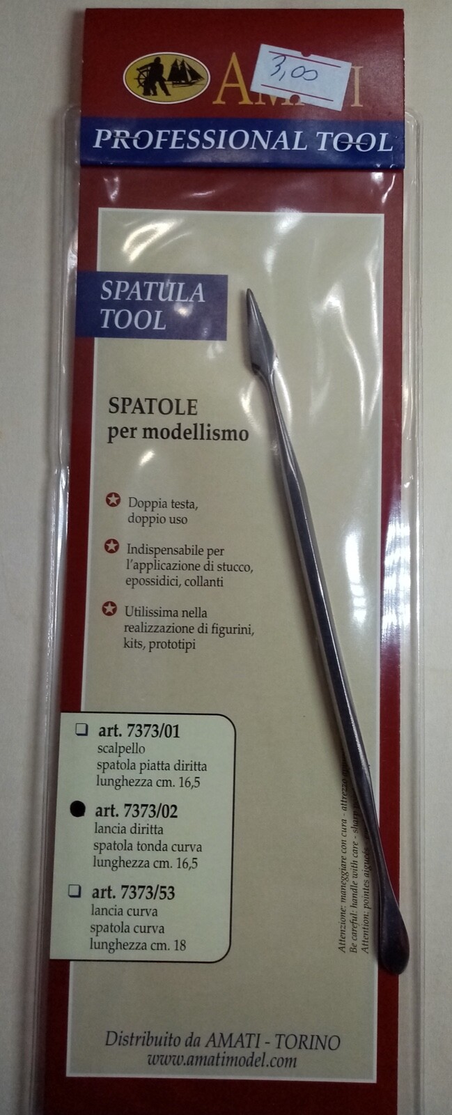 AMATI SPATOLE PER MODELLISMO LANCIA DIRITTA TONDA CURVA cm 16,5 ART.7373-02