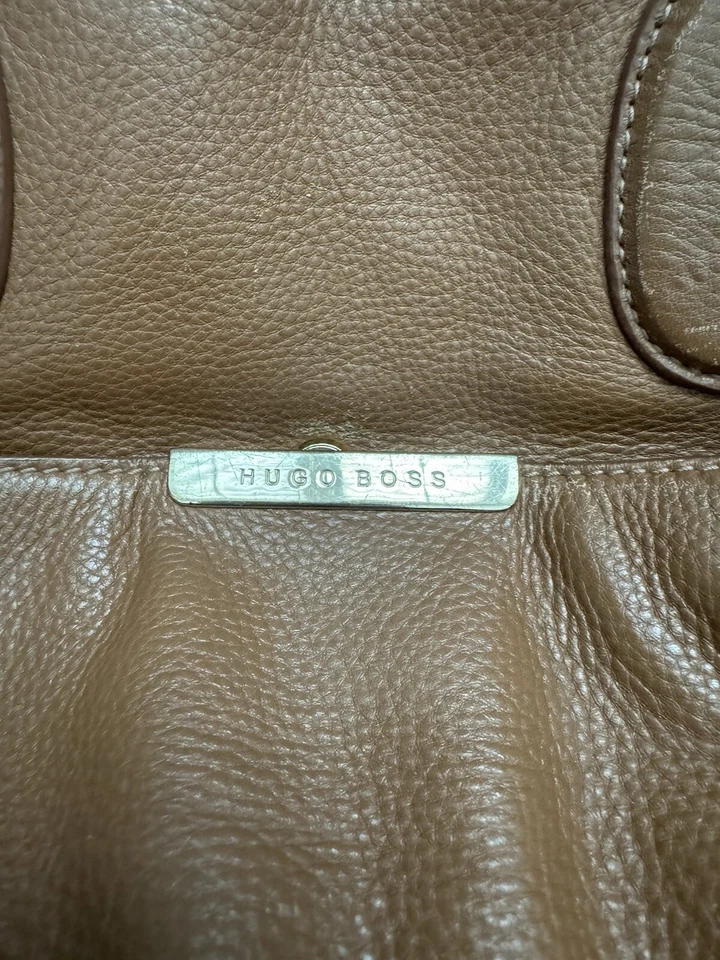 Bolso de Mano HUGO BOSS Cuero Genuino Marrón Doble Asa Foto 3 de 4