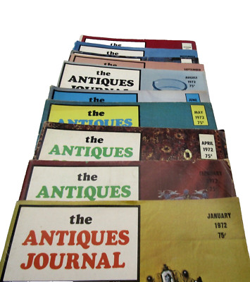 The Antiques Journal Magazine 1972 Lot of 10 Monthly Issues Size 9'' x 12''