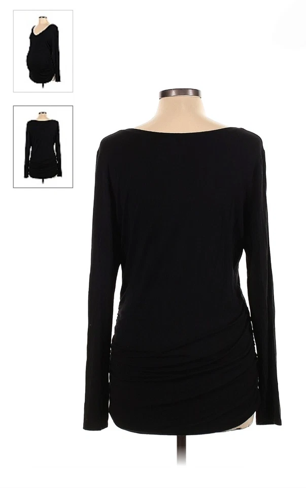 Motherhood Maternity Black LongSleeve Ruched Sides Vneck Tshirt Women Sz.2x  NWT - Image 2 of 2