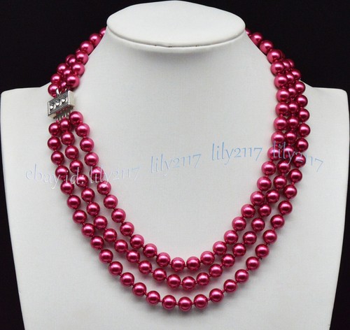 "Lotes de 3 filas de collar de perlas redondo multicolor del mar del sur genuino de 8 mm 17-19""" - Imagen 18 de 44