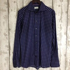 ETON Men's Shirt 15.5 Fits as MEDIUM SLIM FIT Navy Floral Geometric Print Casual