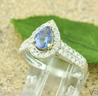 1.22 ct 18k Solid White Gold Ladies AAA Pear Natural Tanzanite &  Diamond Ring — photo 4