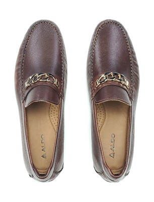 Aldo Men\'s Chestnut Brown Leather Loafers with Gold Bit Aldo Men main image 2