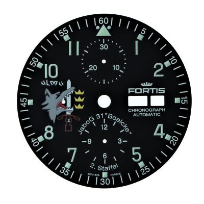 FORTIS Zifferblatt für Valjoux 7750 schwarz 35,2 mm 'Jagdbomber Geschwader 31'