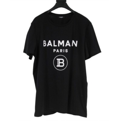 Balmain Men Black White B Logo T Shirt XL Cotton Short Balmain Men Black White B Logo T Shirt XL Cotton Short