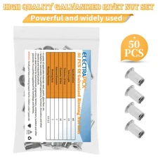 Stainless Steel Rivet Nut Flat Head Metric Rivnut Nutsert Assort M5 Pack 50 pcs