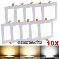10X 12W 6-Inch Square Warm White Dimmable LED Recessed Ceiling Can Light Fixture
