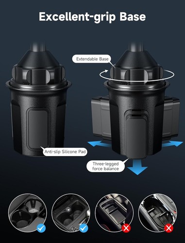 JSAUX Cup Phone Holder for Car Truck with Long Arm, Multi-Adjustable Ultra Stabl - Picture 6 of 6