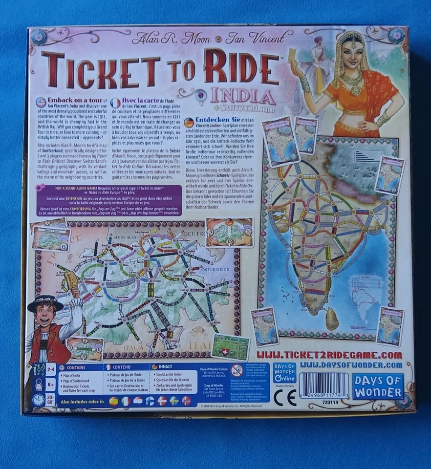 Days of Wonder DOW720114 TICKET TO RIDE INDIA & SWITZERLAND | 100% Complete - Image 2 of 4