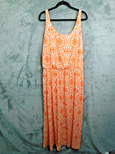 Gap Dress Womesn XXL Orange Maxi Coastal Boho Resort Cruise Beach Stretch