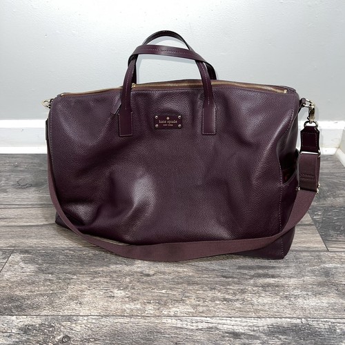 Kate Spade Filipa Pebbled Leather Duffle Overnight Weekend BagMahogany