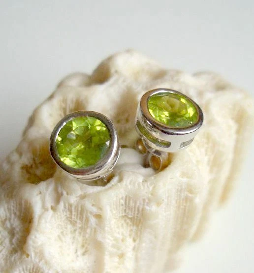 Ohrringe, Ohrstecker mit Peridot, 925er Silber - Olivin - - Bild 2 von 4