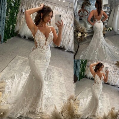 Vestidos de novia de playa sexy con tirantes de espagueti de