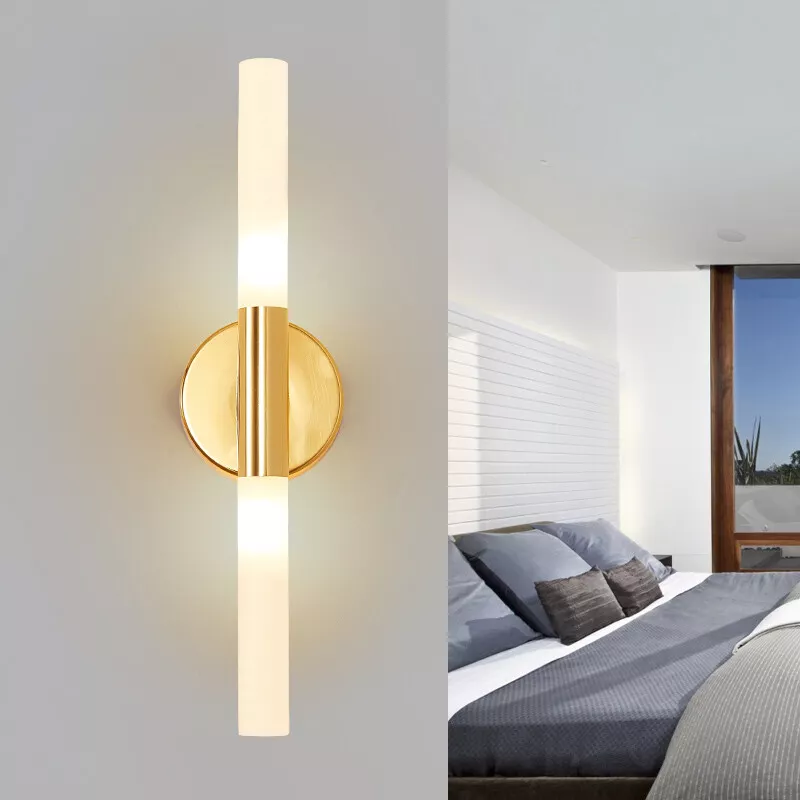 Modern Minimal LED Frosted Glass Cylinder Bedroom Wall Lights