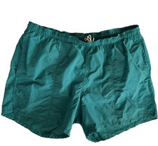 VINTAGE JANTZEN SWIM SHORTS MENS L 38x3.5 TEAL NYLON LINED DEEP POCKETS MADE USA
