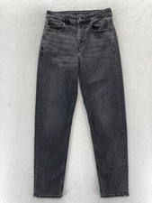 American Eagle Jeans Women's 6 Mom Jean Gray Stretch Denim High Rise Pants