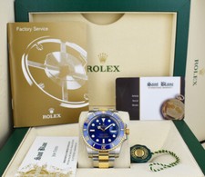 Rolex ROLEX - 40mm 18kt Gold & SS Submariner Blue Sunburst Dial 116613LB - SANT BLANC