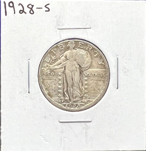 1928-S Standing Liberty Quarter (SLQ) 90% Silver 25c Coin Sharp Detail