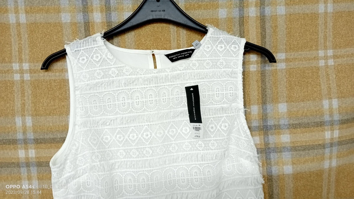 Ladies Dorothy Perkins Shift Dress White Lace Size 10 Bnwt