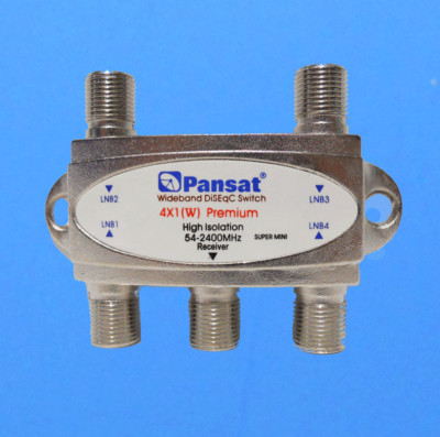 Pansat 4X1 DiSEqC Switch 54-2400MHz Wideband C/Ku Band High Isolation New!
