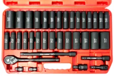 36pc 1/2" Dr SAE & Metric Cr-V Deep Impact Socket Extension Adapter Reducer Set