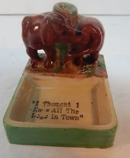 Japan Dog & Stump Porcelain? Ashtray/Snuffer/Striker Hand-Painted Rare & NICE