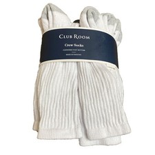 Club Room Men's Solid Crew Socks 12-Pk WHITE Shoe Size 7-12 Sock size 10-13 B4HP