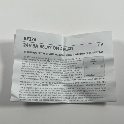 C-Tec BF376 Brandmelderelais 24V DC Relais zweipolig 5 Ampere Nennkontakte - Bild 9 von 21