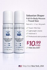 Sebastian Shaper Full-On Body Mousse 1.7oz x2 Travel Size   FREE DELIVERY