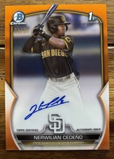 2023 Bowman Chrome Nerwilian Cedeno 1st Bowman Orange Auto /25