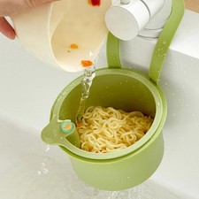 Over-Sink Drying Rack - Faucet Mount Drainer Basket, Rust-Proof Sink Trash Ca...